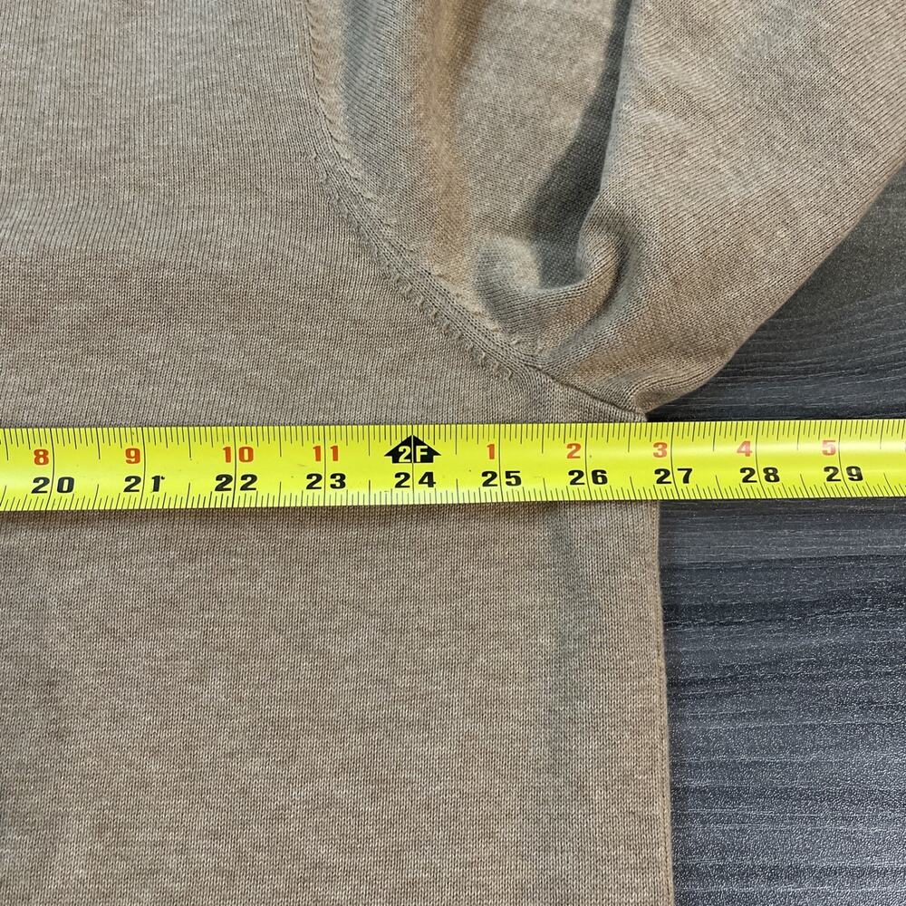 Lands End Cardigan Tan Grandpa V Neck Fine Gauge Cotton‎ Sweater Minimalist 2XL - Picture 10 of 12